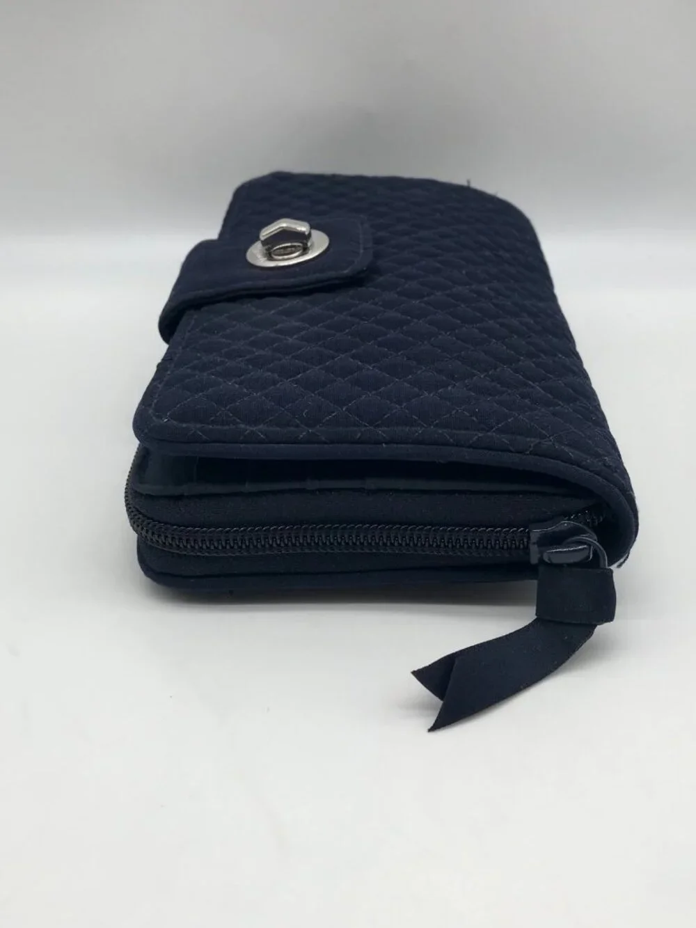 Vera Bradley Classic Navy Microfiber RFID Turnlock Wallet